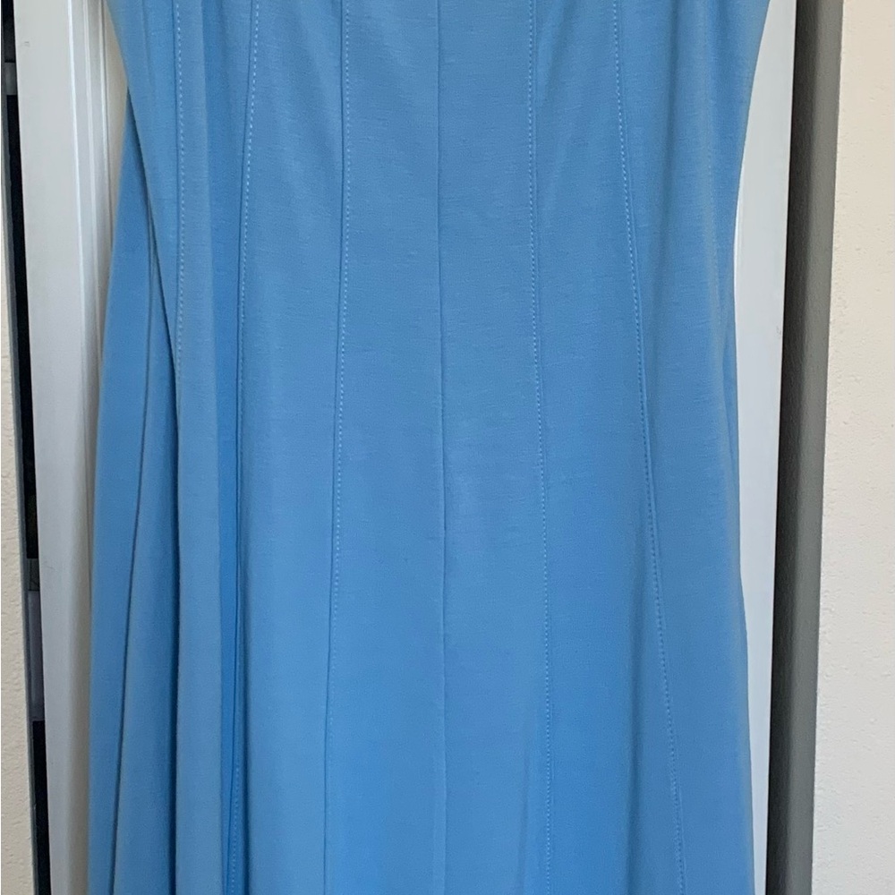 LOFT Fit & Flare Light Blue Ponte Knit MIDI Dress - Picture 4 of 9